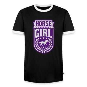 Citation de fille de cheval disant - T-shirt contrasté Homme - noir/blanc - Devant - AI Model Female 172 light (172cm) & AI Model Male 178 light (178cm)