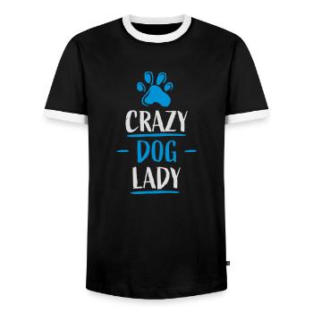 crazy dog lady quote - Men's Ringer Shirt - black/white - Front - AI Model Female 172 light (172cm) & AI Model Male 178 light (178cm)