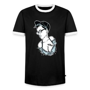 Nerle // Woman // Illustration - Männer Kontrast-T-Shirt - Schwarz/Weiß - Vorne - AI Model Female 172 light (172cm) & AI Model Male 178 light (178cm)