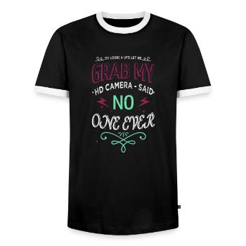 Awesome Alien Kid Happy Animal Anal Sample 2019 - Men's Ringer Shirt - black/white - Front - AI Model Female 172 light (172cm) & AI Model Male 178 light (178cm)