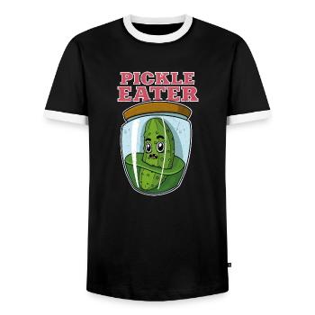 Pickles Cucumbers Fruit Vegan Food Saying - Men's Ringer Shirt - black/white - Front - AI Model Female 172 light (172cm) & AI Model Male 178 light (178cm)