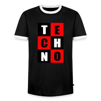 Techno red and black - Men's Ringer Shirt - black/white - Front - AI Model Female 172 light (172cm) & AI Model Male 178 light (178cm)