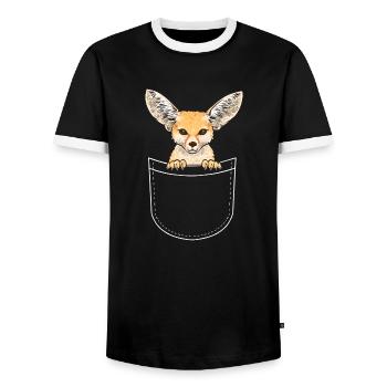 Fennek Fuchs Fennec Fox Wüstenfuchs - Männer Kontrast-T-Shirt - Schwarz/Weiß - Vorne - AI Model Female 172 light (172cm) & AI Model Male 178 light (178cm)