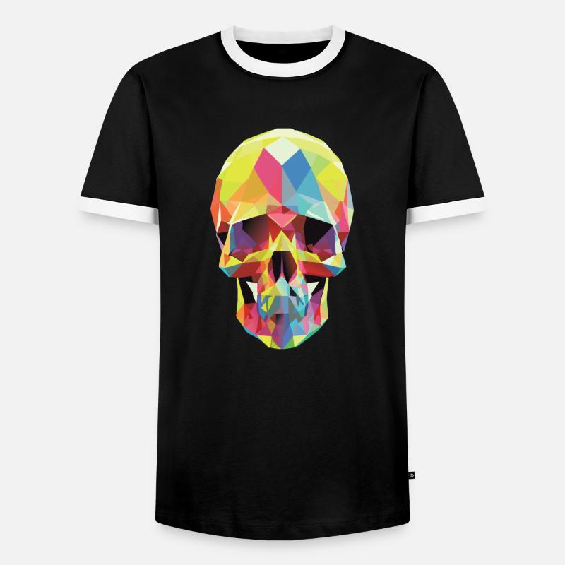 Low-Poly-Schädel - Männer Kontrast-T-Shirt - Schwarz/Weiß