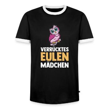 Eulen - Männer Kontrast-T-Shirt - Schwarz/Weiß - Vorne - AI Model Female 172 light (172cm) & AI Model Male 178 light (178cm)