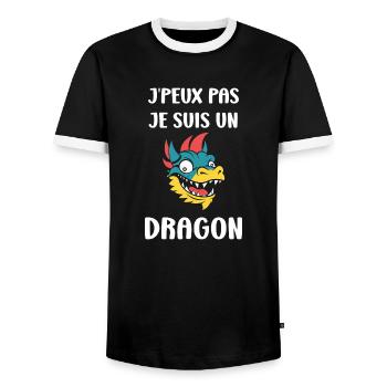 Bébé dragon - T-shirt contrasté Homme - noir/blanc - Devant - AI Model Female 172 light (172cm) & AI Model Male 178 light (178cm)