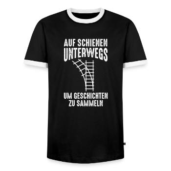Model Railroad Model Train Train Railroad Railroad Railroad Railroad Model Train Model Train Model T - Men's Ringer Shirt - black/white - Front - AI Model Female 172 light (172cm) & AI Model Male 178 light (178cm)