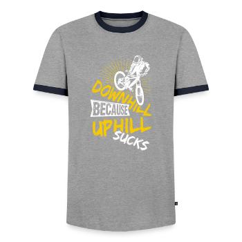 VTT Cyclisme Vélo Cadeau Rétro Vélo VTT - T-shirt contrasté Homme - gris/marine  - Devant - AI Model Female 172 light (172cm) & AI Model Male 178 light (178cm)