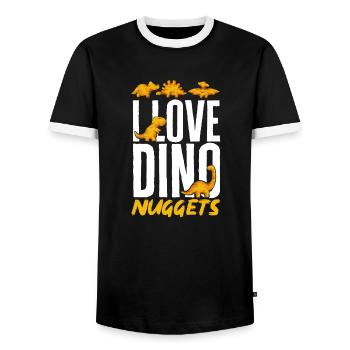 Dino Nuggets Dinosaurier Chicken Nuggets - Männer Kontrast-T-Shirt - Schwarz/Weiß - Vorne - AI Model Female 172 light (172cm) & AI Model Male 178 light (178cm)