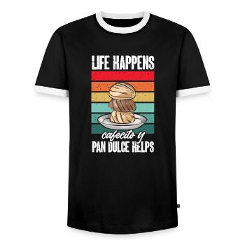 Concha Hispanique Mexicain Pan Dulce - T-shirt contrasté Homme - noir/blanc - Devant - AI Model Female 172 light (172cm) & AI Model Male 178 light (178cm)