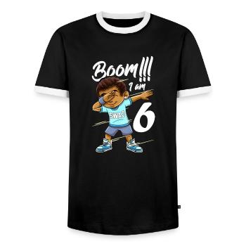Boom Im 6 Jahre alter schwarzer Junge Dabbing - Männer Kontrast-T-Shirt - Schwarz/Weiß - Vorne - AI Model Female 172 light (172cm) & AI Model Male 178 light (178cm)