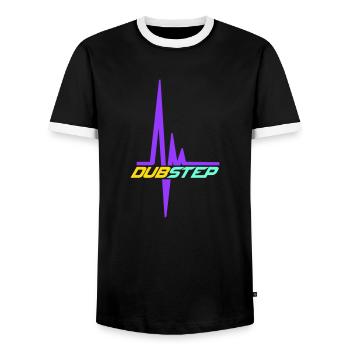 Dub Step Techno Musique Pulsation Fréquence cardiaque - T-shirt contrasté Homme - noir/blanc - Devant - AI Model Female 172 light (172cm) & AI Model Male 178 light (178cm)