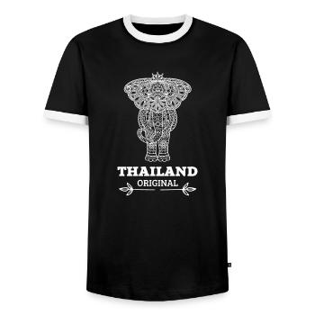 Thailand Elephant Graphic Shirt - Men's Ringer Shirt - black/white - Front - AI Model Female 172 light (172cm) & AI Model Male 178 light (178cm)