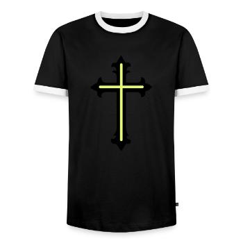 Symbole de croix Ligne - T-shirt contrasté Homme - noir/blanc - Devant - AI Model Female 172 light (172cm) & AI Model Male 178 light (178cm)