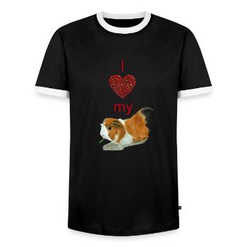 I love my guinea pig - Men's Ringer Shirt - black/white - Front - AI Model Female 172 light (172cm) & AI Model Male 178 light (178cm)