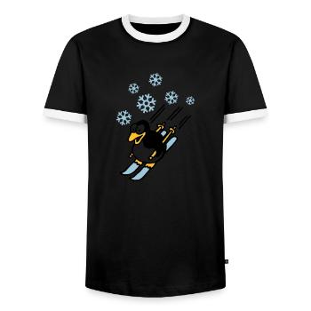 pinguin_ski_022011_d_3c - T-shirt contrasté Homme - noir/blanc - Devant - AI Model Female 172 light (172cm) & AI Model Male 178 light (178cm)
