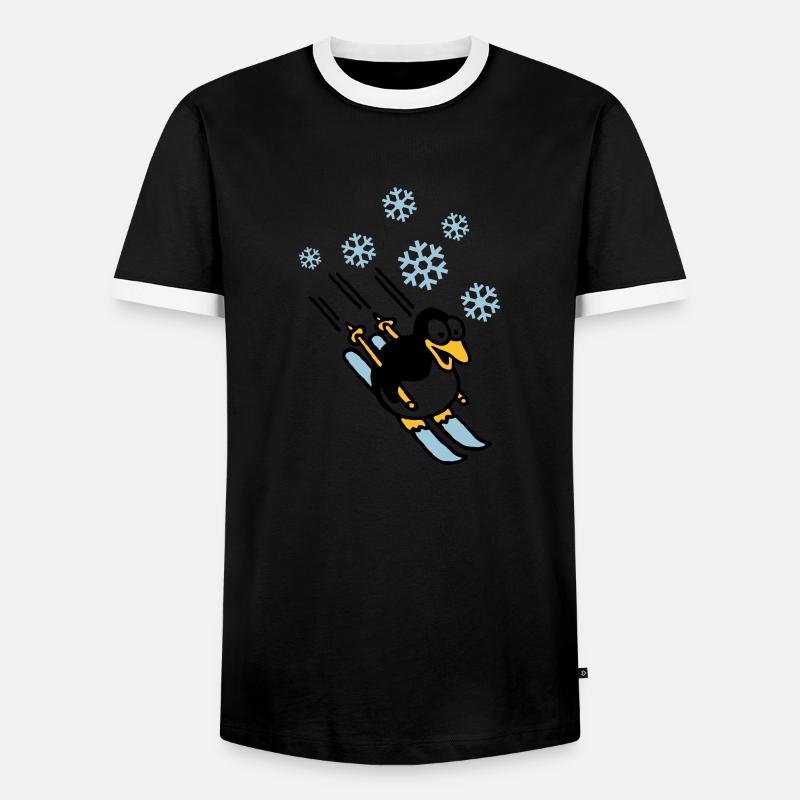 pinguin_ski_022011_h_3c - Männer Kontrast-T-Shirt - Schwarz/Weiß