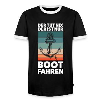 Boot Segeln Segelboot Geschenk - Männer Kontrast-T-Shirt - Schwarz/Weiß - Vorne - AI Model Female 172 light (172cm) & AI Model Male 178 light (178cm)