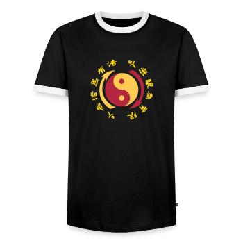 JKD Core Logo - Männer Kontrast-T-Shirt - Schwarz/Weiß - Vorne - AI Model Female 172 light (172cm) & AI Model Male 178 light (178cm)