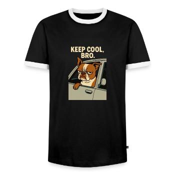Garde ton sang-froid, frère Pablo - T-shirt contrasté Homme - noir/blanc - Devant - AI Model Female 172 light (172cm) & AI Model Male 178 light (178cm)