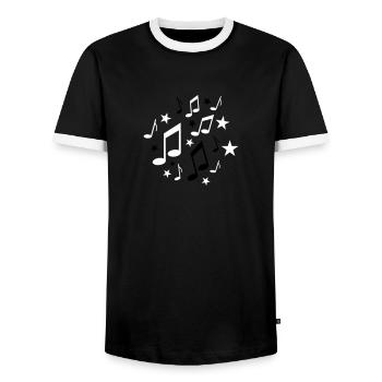 Noten - Musik - Männer Kontrast-T-Shirt - Schwarz/Weiß - Vorne - AI Model Female 172 light (172cm) & AI Model Male 178 light (178cm)