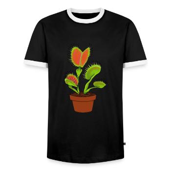 Plante carnivore - T-shirt contrasté Homme - noir/blanc - Devant - AI Model Female 172 light (172cm) & AI Model Male 178 light (178cm)
