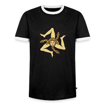 Sizilien Trinacria sizilianische Flagge Sicilia - Männer Kontrast-T-Shirt - Schwarz/Weiß - Vorne - AI Model Female 172 light (172cm) & AI Model Male 178 light (178cm)