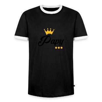 Papy Papi Grand-Père Retraite famille - T-shirt contrasté Homme - noir/blanc - Devant - AI Model Female 172 light (172cm) & AI Model Male 178 light (178cm)