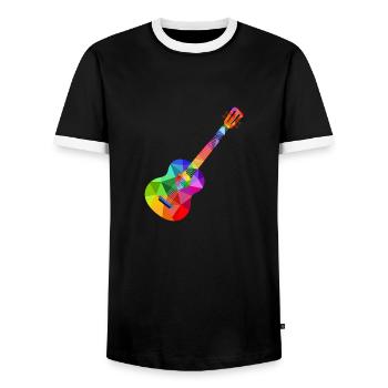 Bunte Regenbogen Gitarre Rainbow Musik Gitarrist - Männer Kontrast-T-Shirt - Schwarz/Weiß - Vorne - AI Model Female 172 light (172cm) & AI Model Male 178 light (178cm)