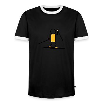 Ski - Langlauf - V2 - Männer Kontrast-T-Shirt - Schwarz/Weiß - Vorne - AI Model Female 172 light (172cm) & AI Model Male 178 light (178cm)