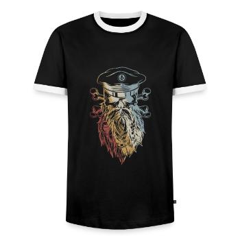 Piraten Schädel Retro Style Vintage - Männer Kontrast-T-Shirt - Schwarz/Weiß - Vorne - AI Model Female 172 light (172cm) & AI Model Male 178 light (178cm)