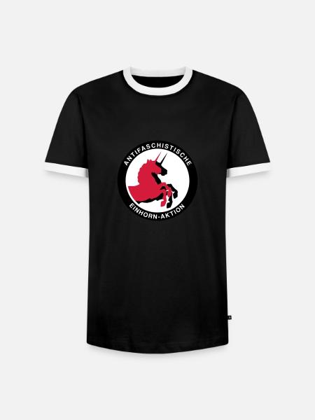Antifaschistische Einhorn-Aktion - Männer Kontrast-T-Shirt - Schwarz/Weiß