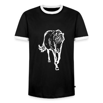 Pferd - Männer Kontrast-T-Shirt - Schwarz/Weiß - Vorne - AI Model Female 172 light (172cm) & AI Model Male 178 light (178cm)