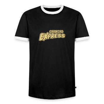 Off Road Express 4x4 Offroad T-Shirt - Männer Kontrast-T-Shirt - Schwarz/Weiß - Vorne - AI Model Female 172 light (172cm) & AI Model Male 178 light (178cm)