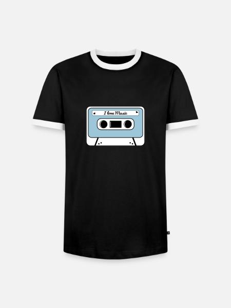 Kassette - Männer Kontrast-T-Shirt - Schwarz/Weiß