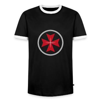 Malteser Croix de Malte Don Croix Religion - T-shirt contrasté Homme - noir/blanc - Devant - AI Model Female 172 light (172cm) & AI Model Male 178 light (178cm)
