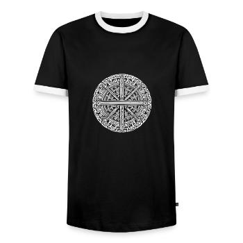 Symbole nordique en blanc - T-shirt contrasté Homme - noir/blanc - Devant - AI Model Female 172 light (172cm) & AI Model Male 178 light (178cm)