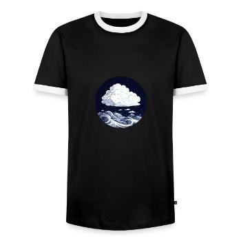 Nuages en bleu/blanc - T-shirt contrasté Homme - noir/blanc - Devant - AI Model Female 172 light (172cm) & AI Model Male 178 light (178cm)