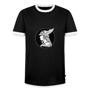 Walküre im Hand-gezeichnetem Stil - Männer Kontrast-T-Shirt - Schwarz/Weiß - Vorne - AI Model Female 172 light (172cm) & AI Model Male 178 light (178cm)
