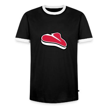 Steak - Männer Kontrast-T-Shirt - Schwarz/Weiß - Vorne - AI Model Female 172 light (172cm) & AI Model Male 178 light (178cm)