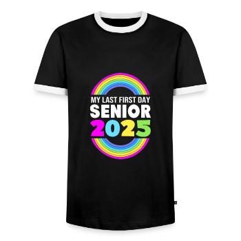 Class of 2025 - Men's Ringer Shirt - black/white - Front - AI Model Female 172 light (172cm) & AI Model Male 178 light (178cm)