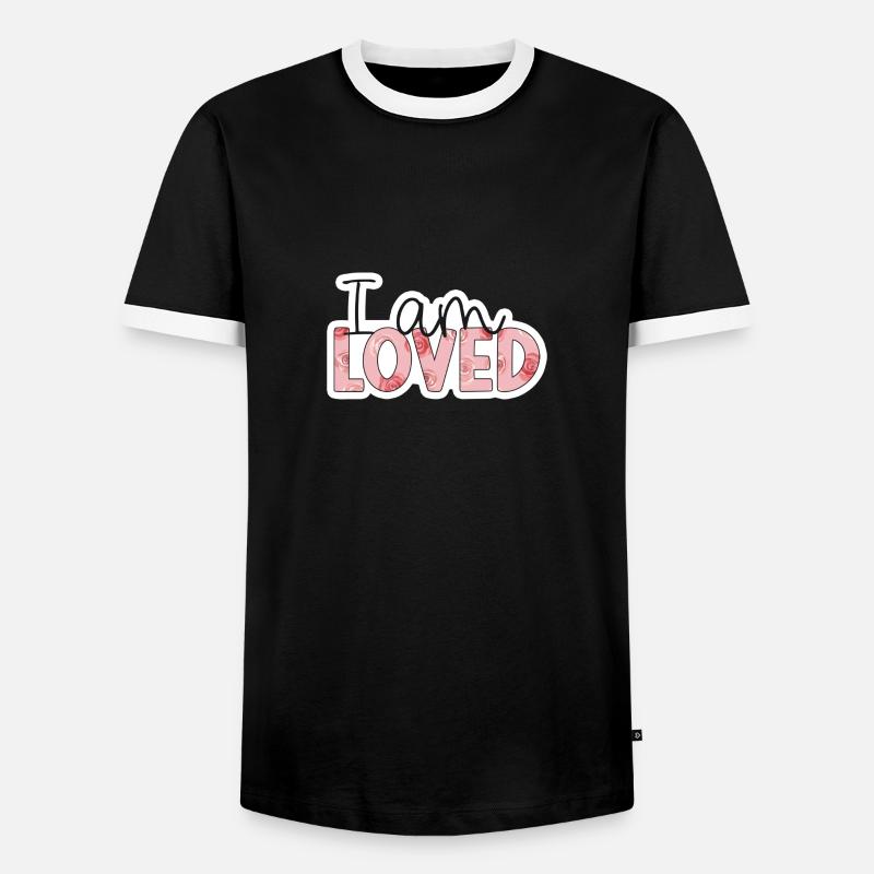 Positive Affirmation - i am loved - Men's Ringer Shirt - black/white