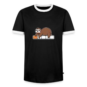 A round of chilling - Men's Ringer Shirt - black/white - Front - AI Model Female 172 light (172cm) & AI Model Male 178 light (178cm)