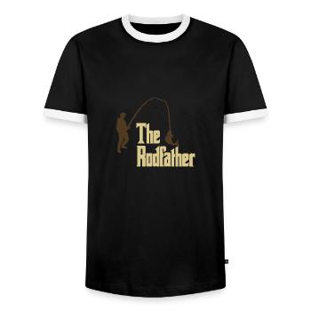 Angler fishing fisherman saying fish - Men's Ringer Shirt - black/white - Front - AI Model Female 172 light (172cm) & AI Model Male 178 light (178cm)