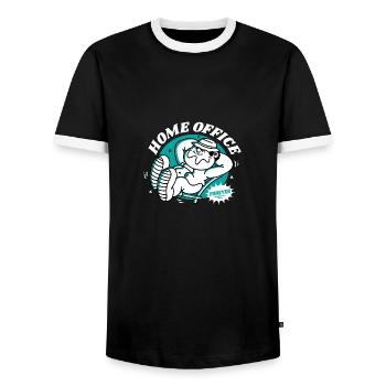 Home Office drôle - Home Office tenue de proverbes - T-shirt contrasté Homme - noir/blanc - Devant - AI Model Female 172 light (172cm) & AI Model Male 178 light (178cm)