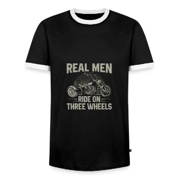 Trike - Men's Ringer Shirt - black/white - Front - AI Model Female 172 light (172cm) & AI Model Male 178 light (178cm)