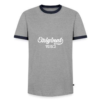 Original 1952 Siebzigster Geburtstag 70 Geschenk - Männer Kontrast-T-Shirt - Grau/Navy  - Vorne - AI Model Female 172 light (172cm) & AI Model Male 178 light (178cm)