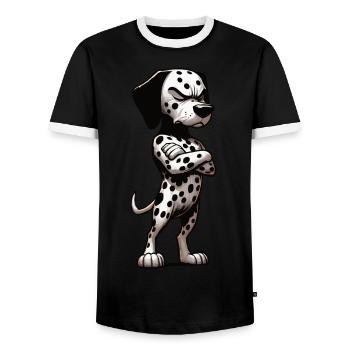 Dalmatians Dalmatian owners Dalmatian owners - Men's Ringer Shirt - black/white - Front - AI Model Female 172 light (172cm) & AI Model Male 178 light (178cm)