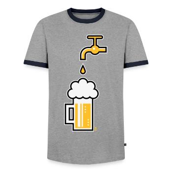 Robinet de chope à bière (Chope à bière Chope à bière / 3C) - T-shirt contrasté Homme - gris/marine  - Devant - AI Model Female 172 light (172cm) & AI Model Male 178 light (178cm)