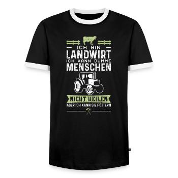Ich Bin Landwirt Ich Kann Dumme Menschen Nicht - Männer Kontrast-T-Shirt - Schwarz/Weiß - Vorne - AI Model Female 172 light (172cm) & AI Model Male 178 light (178cm)